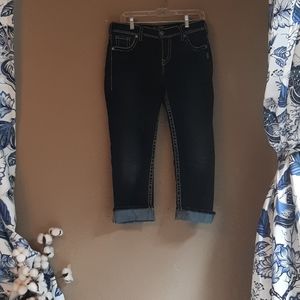 Silver cropped jeans